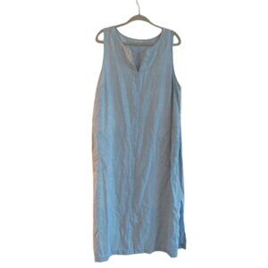 J. JILL Light Denim Maxi Chambray Dress Coastal Lagenlook Minimalist Size XL P
